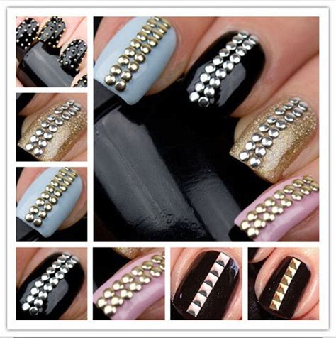 1000pcs 3d Design Nail Art Stickers Metallic Studs Gold And Silver Stud