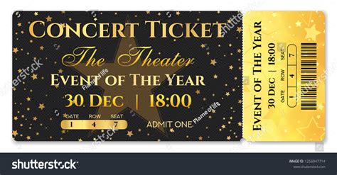 Admission Ticket Template Vector Mockup Concert Stock Vector (Royalty ...
