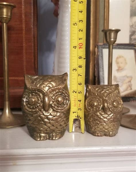 Vintage Brass Owls Pair Of Brass Owl Accents Owl Decor Owl Etsy