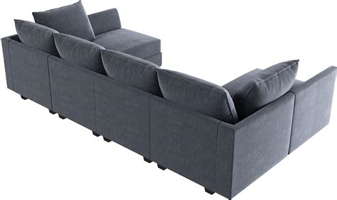 Bluish Grey U-Shape Reversible Sectional Sofa w/ Chaise – Alignean