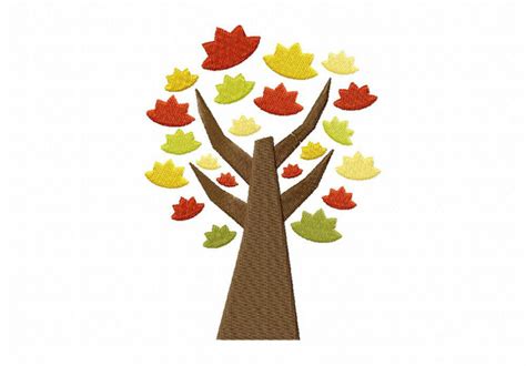 Colorful Leaves Autumn Tree Machine Embroidery Design Blasto Stitch