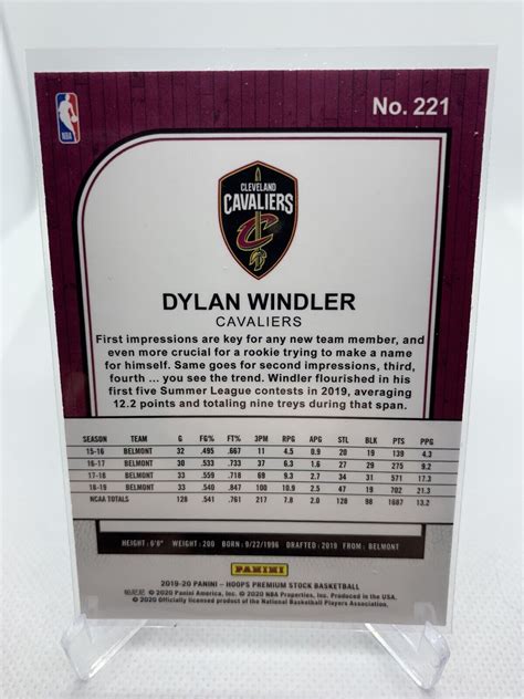 2019 20 Panini NBA Hoops Premium Stock Dylan Windler Rookie RC 221 EBay