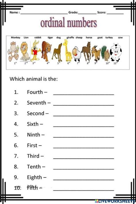 Ordinal Numbers Worksheet For Grade 3