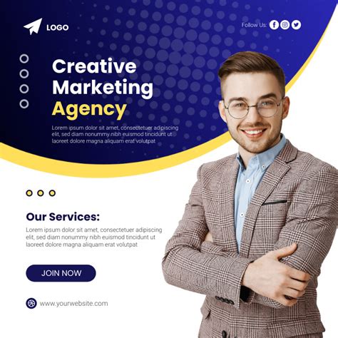 Creative Marketing Agency Social Media Post Template Postermywall