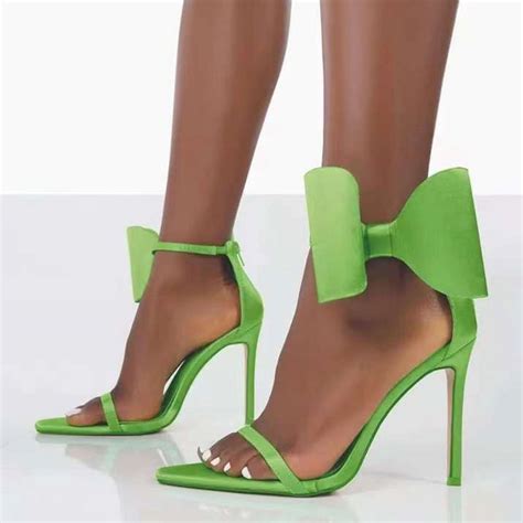 Womens Pointed Toe Sandals Ankle Strap With Satin Bow Open Toe