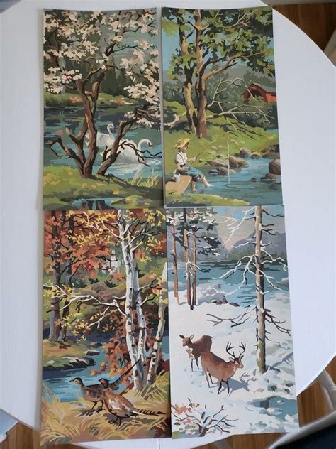 Vintage Four Seasons Paint By Numbers Paintings Retro Seasonal