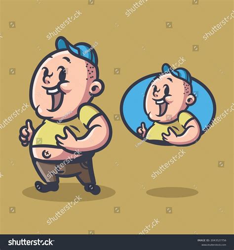 Fatman Retro Illustration Mascot File Vector Stock Vector Royalty Free