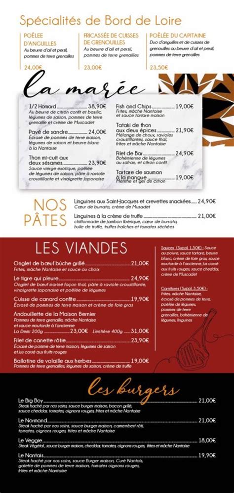 Carte Restaurant Poussin Rouge