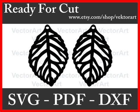 Leaf Wood Earrings Template Bundle Cut Filevector Etsy