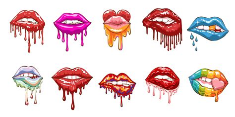 Dripping Lips Vector Set Collection Graphic Clipart Design 20433850