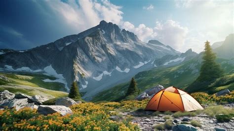 Premium AI Image | camping on a mountain top with a breathtaking view ...