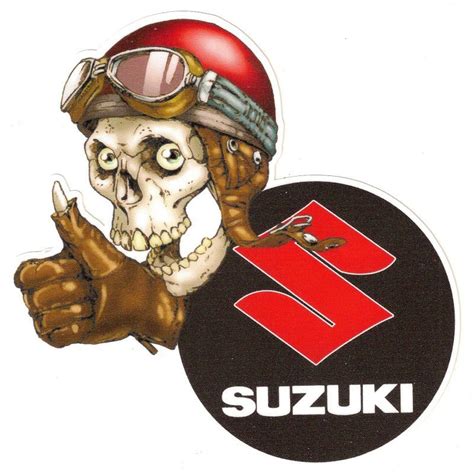 SUZUKI Left Skull Laminated Decal Cafe Racer Bretagne Clicboutic