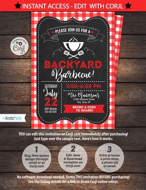 Bbq Invitations Bbq Birthday Bbq Party Invitations Etsy