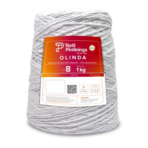 Barbante Olinda Têxtil Piratininga 1kg Fio 8 Branco Carmenn