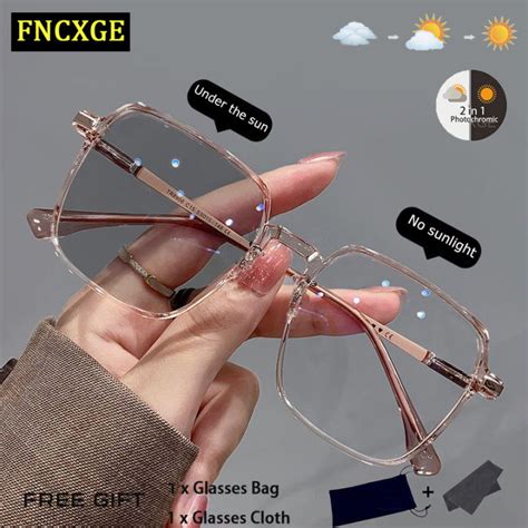 Fncxge Photochromic Anti Radiation Eye Graded Glasses Women Men Anti