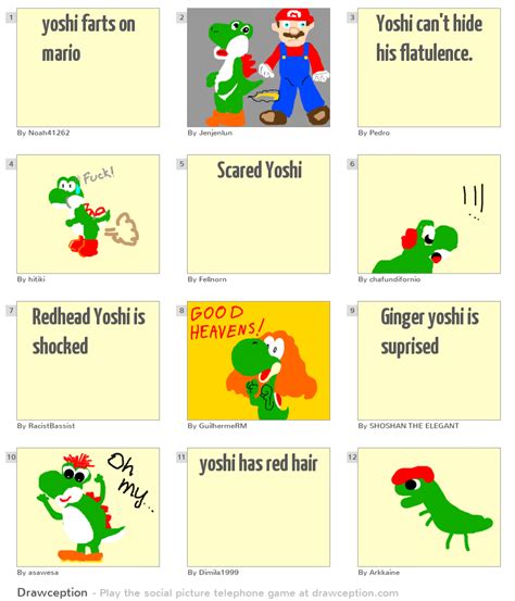 yoshi farts on mario - Drawception