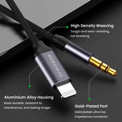 Rebenuo Aux Audio Cable, MFi Certified Aux Cord, Compatible With iPhone ...