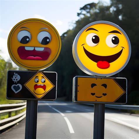 Sinais Emoji Atraentes Iluminando A Paisagem Urbana Foto Premium