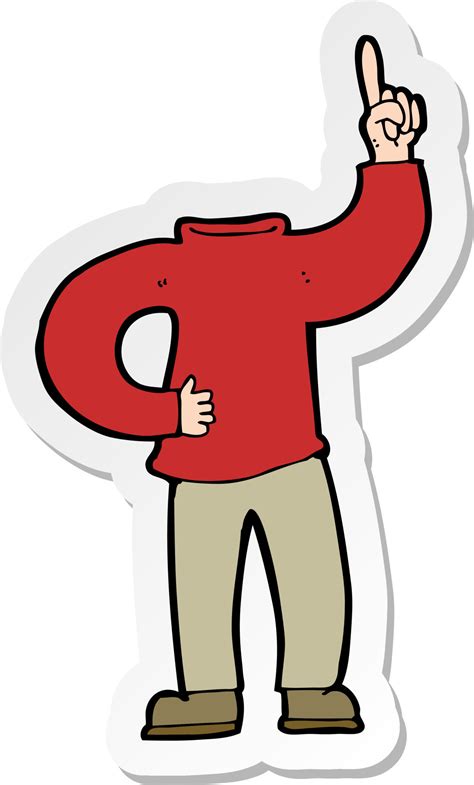 Sticker Of A Cartoon Headless Body With Raised Hand Vector Art