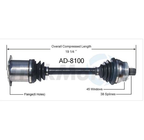 Audi CV Axle Shaft Front Passenger Side Aftermarket AD8100 Surtrack