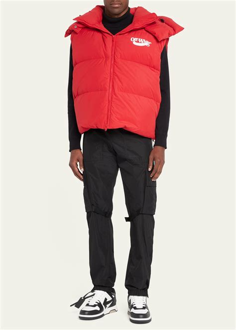 Off White Co Virgil Abloh Down Puffer Vest W Detachable Hood In Red