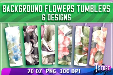 Background Flowers Tumblers Wrap Oz Graphic By The T Store Design