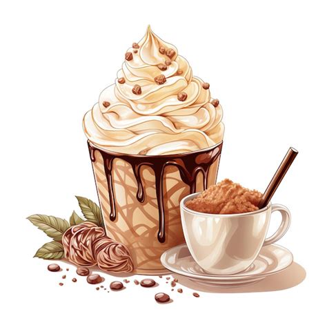 Linda ilustração de clipart de sorvete de café Foto Premium