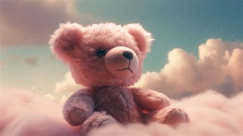 White Cloud Background With Pink Teddy Bear Cloud Backgrounds Teddy