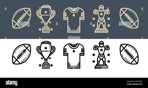 Vector American Football Icon Set Line Art Illustration Stock Vector