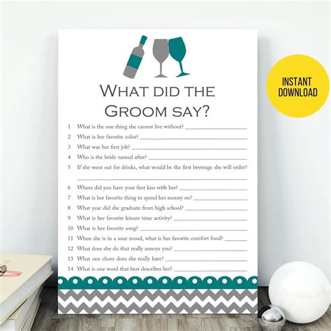 What Did The Groom Say Free Printable Twist Up This Classic Game By