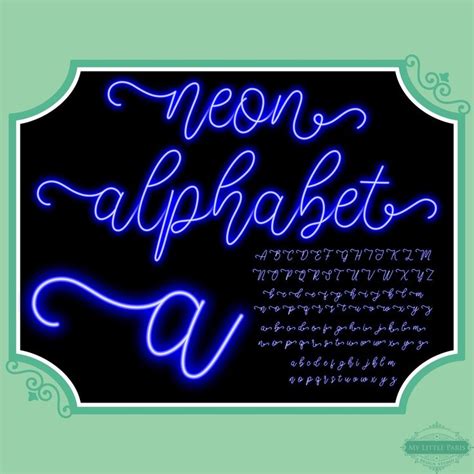 Neon Script Line Glow Effect Alphabet Png Clip Art Letters Script