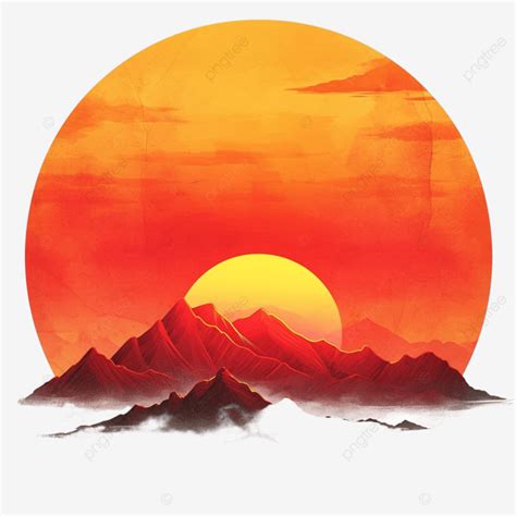 Stylized Sunset Or Sunrise View, Beautiful, Beauty, Coast PNG ...