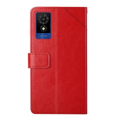 For Tcl 502 Y Shaped Pattern Flip Leather Phone Case Red