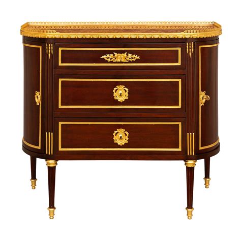 French 19th Century Louis XVI St Mahogany And Ormolu Mounted Commode