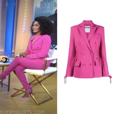 Good Morning America November 2022 Angela Bassetts Pink Double Breasted Lace Up Blazer Shop