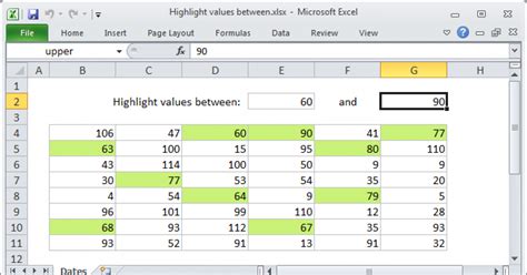 Highlight Values Between Excel Formula Exceljet