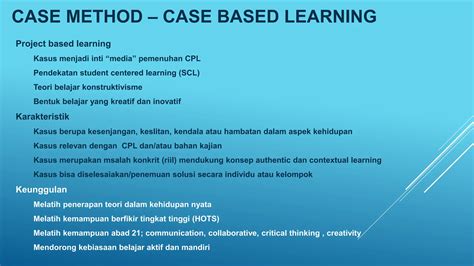 Penerapan Metode Pembelajaran Berbasis Case Method Dan Project Based