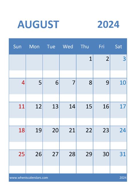 Printable Monthly Calendar August 2024 A84037