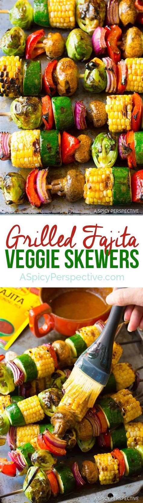 Grilled Vegetable Kabobs With Fajita Butter Recipe Vegetarian Skewers Grilled Vegetable