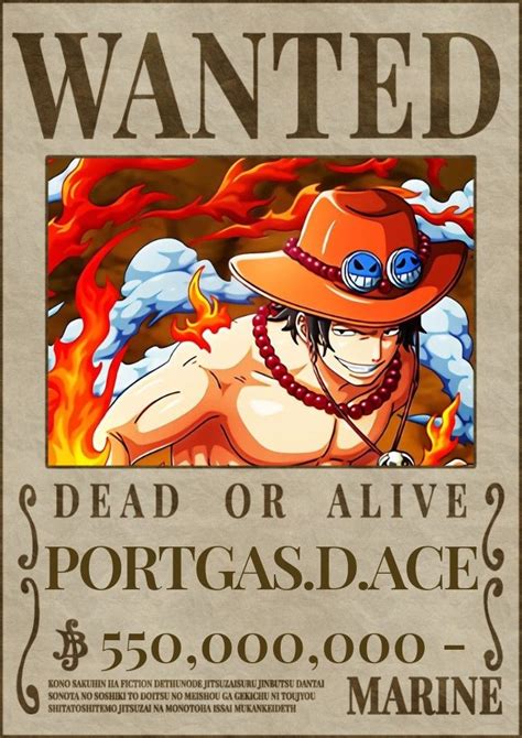 One Piece Bounties Portgas D Ace Bounty Pirates Marine Fiction