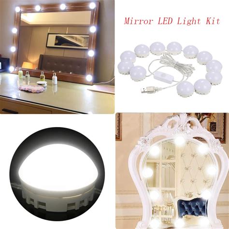 Makeup Mirror Vanity Led Light Bulbs Kit Usb Charging Port Cosmetic