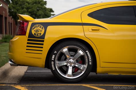 Super Bee Decal On Rear Fender Of Yellow Dodge Charger BenLevy