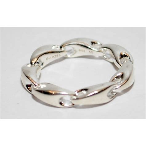 A Georg Jensen 925 Sterling Silver Chain Link Ring Size L