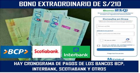 Bono De S210 Fecha De Pago Para Los Trabajadores Con Cuentas En El Bbva Bcp Interbank Y