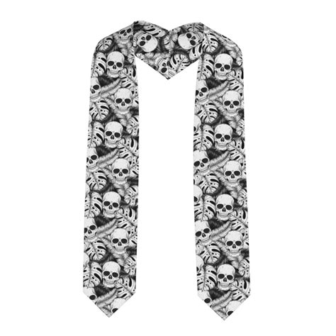 Coaee Skull And Palm Leaves Graduation Stole Unisex 72 Long