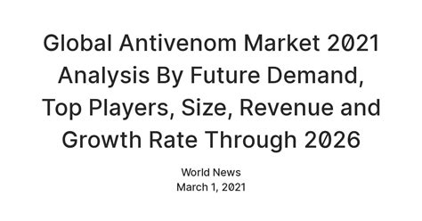 Global Antivenom Market 2021 Analysis By Future Demand Top Players