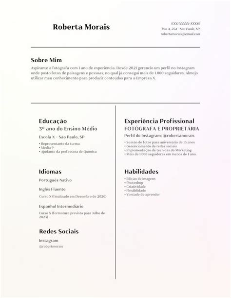 Curriculo Jovem Aprendiz Modelo Filecloud