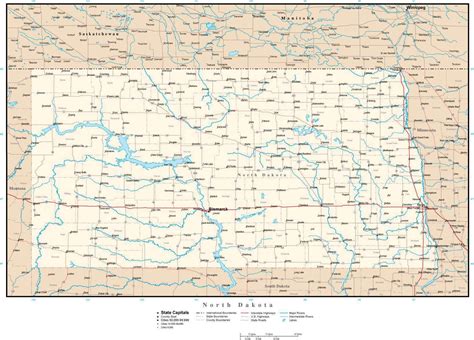 North Dakota map in Adobe Illustrator vector format