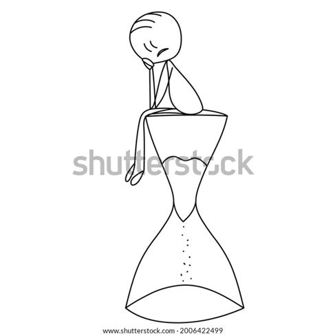 Stick Figure Man Sitting On Hourglass Stock Vector Royalty Free 2006422499 Shutterstock