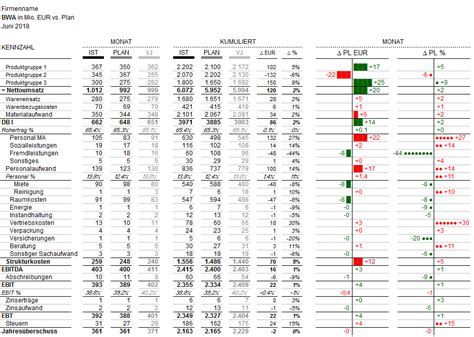 Excel Vorlage BWA Mit Charts Hanseatic Business School